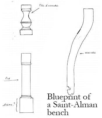 Blueprint of a Saint-Alman garden bench design